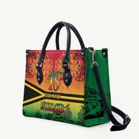 Hapi 45th Indipendens Dei Vanuatu Leather Bag Yumi 1980 with Vanuatuan Beach Landscape LT9 Red - Polynesian Pride