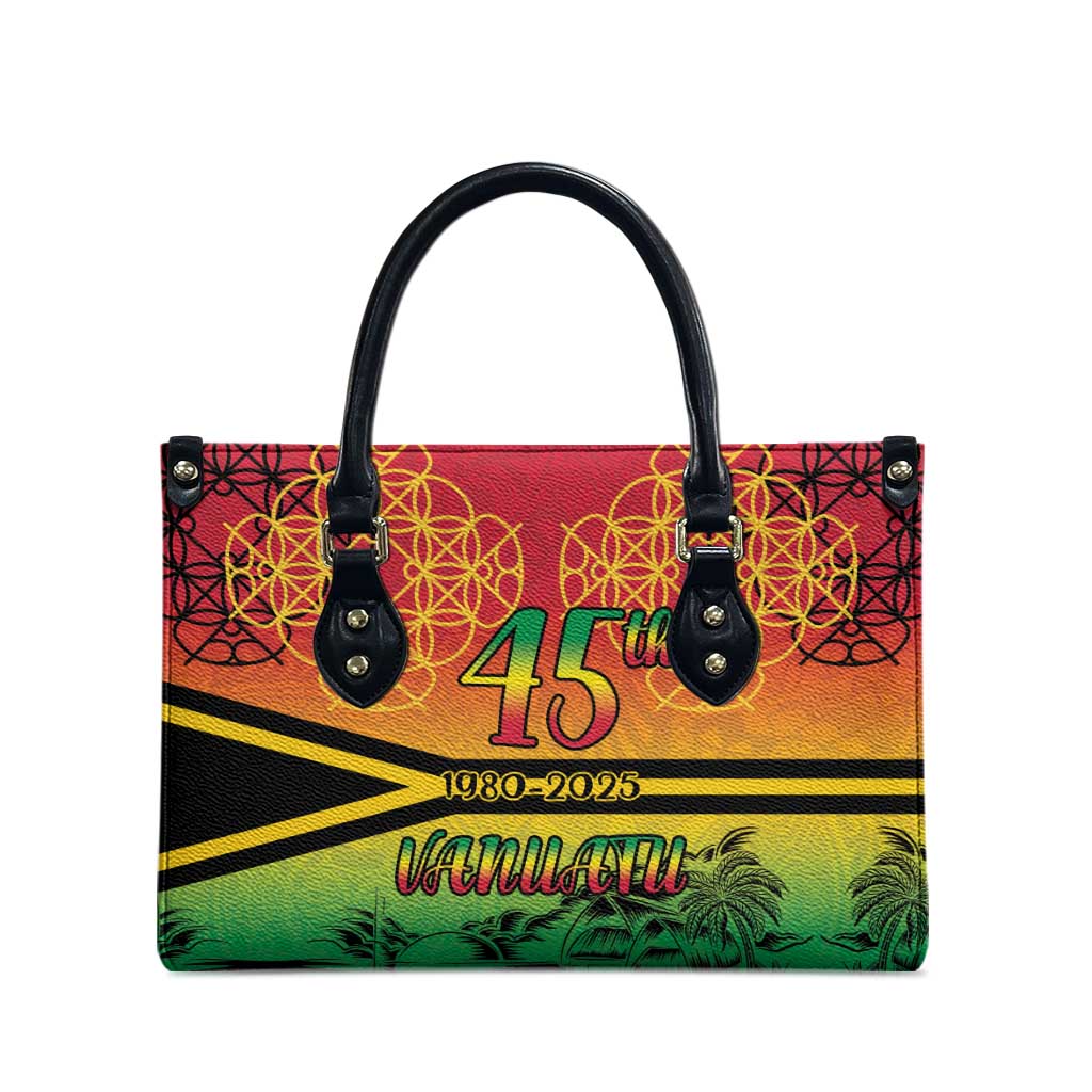 Hapi 45th Indipendens Dei Vanuatu Leather Bag Yumi 1980 with Vanuatuan Beach Landscape LT9 - Polynesian Pride