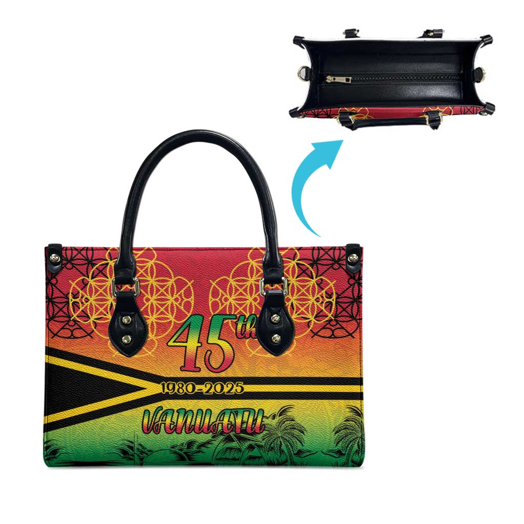 Hapi 45th Indipendens Dei Vanuatu Leather Bag Yumi 1980 with Vanuatuan Beach Landscape LT9 - Polynesian Pride