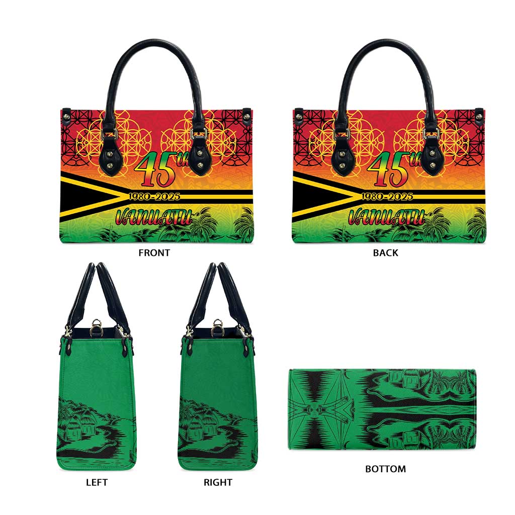 Hapi 45th Indipendens Dei Vanuatu Leather Bag Yumi 1980 with Vanuatuan Beach Landscape LT9 - Polynesian Pride