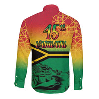 Hapi 45th Indipendens Dei Vanuatu Long Sleeve Button Shirt Yumi 1980 with Vanuatuan Beach Landscape LT9 - Polynesian Pride