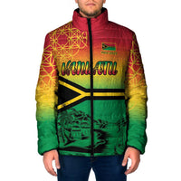 Hapi 45th Indipendens Dei Vanuatu Padded Jacket Yumi 1980 with Vanuatuan Beach Landscape LT9 Men Red - Polynesian Pride