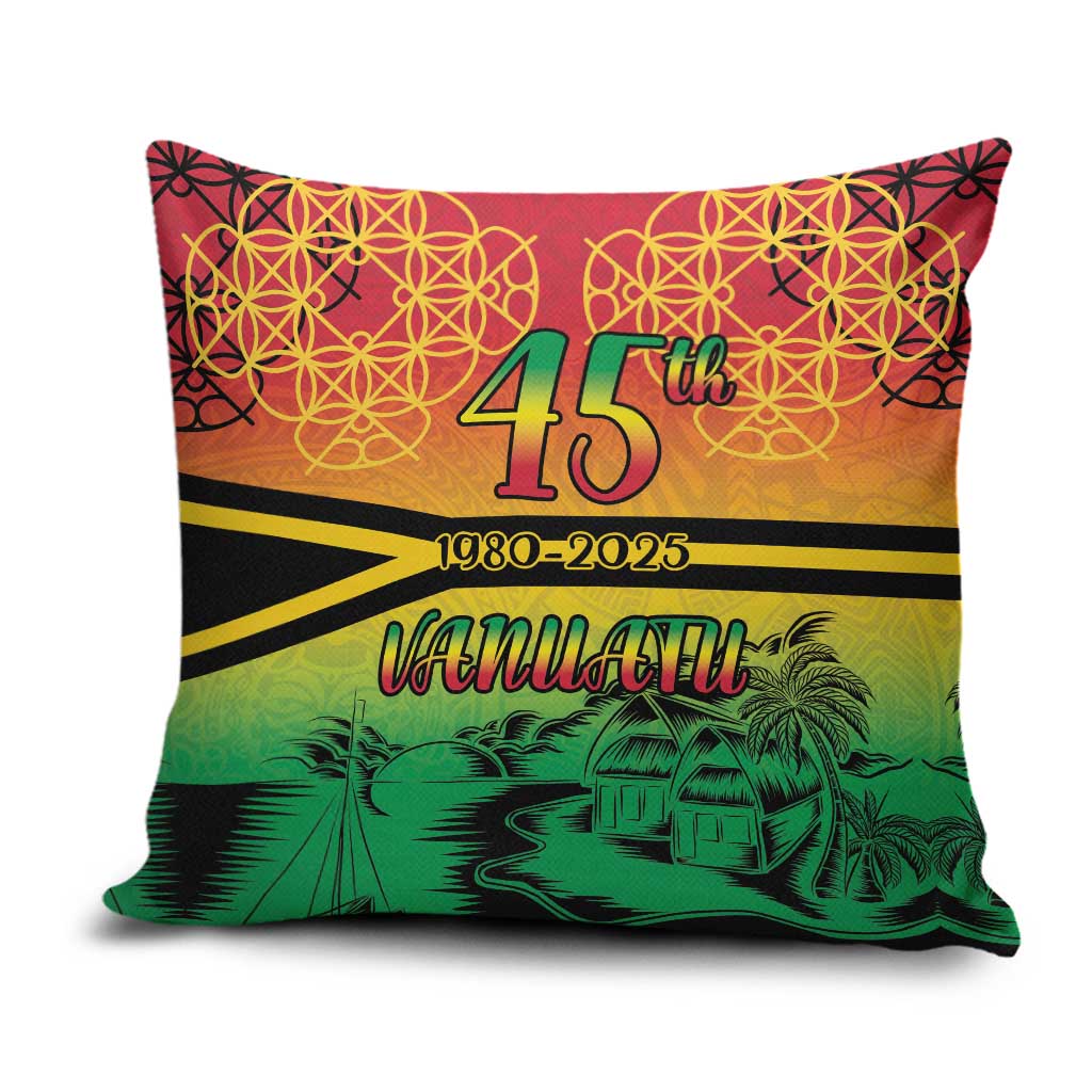 Hapi 45th Indipendens Dei Vanuatu Pillow Cover Yumi 1980 with Vanuatuan Beach Landscape LT9 Red - Polynesian Pride