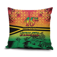 Hapi 45th Indipendens Dei Vanuatu Pillow Cover Yumi 1980 with Vanuatuan Beach Landscape LT9 Red - Polynesian Pride