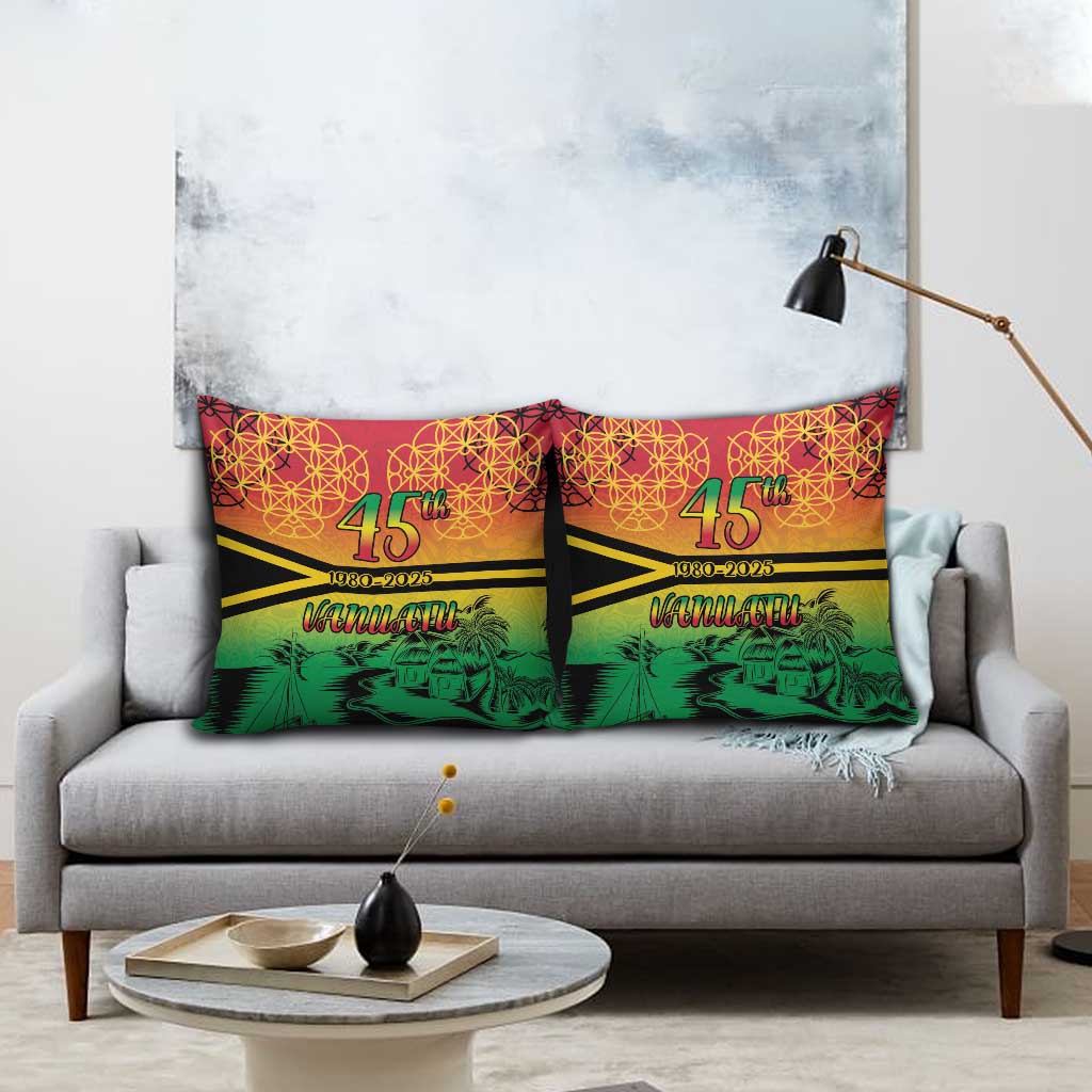 Hapi 45th Indipendens Dei Vanuatu Pillow Cover Yumi 1980 with Vanuatuan Beach Landscape LT9 - Polynesian Pride