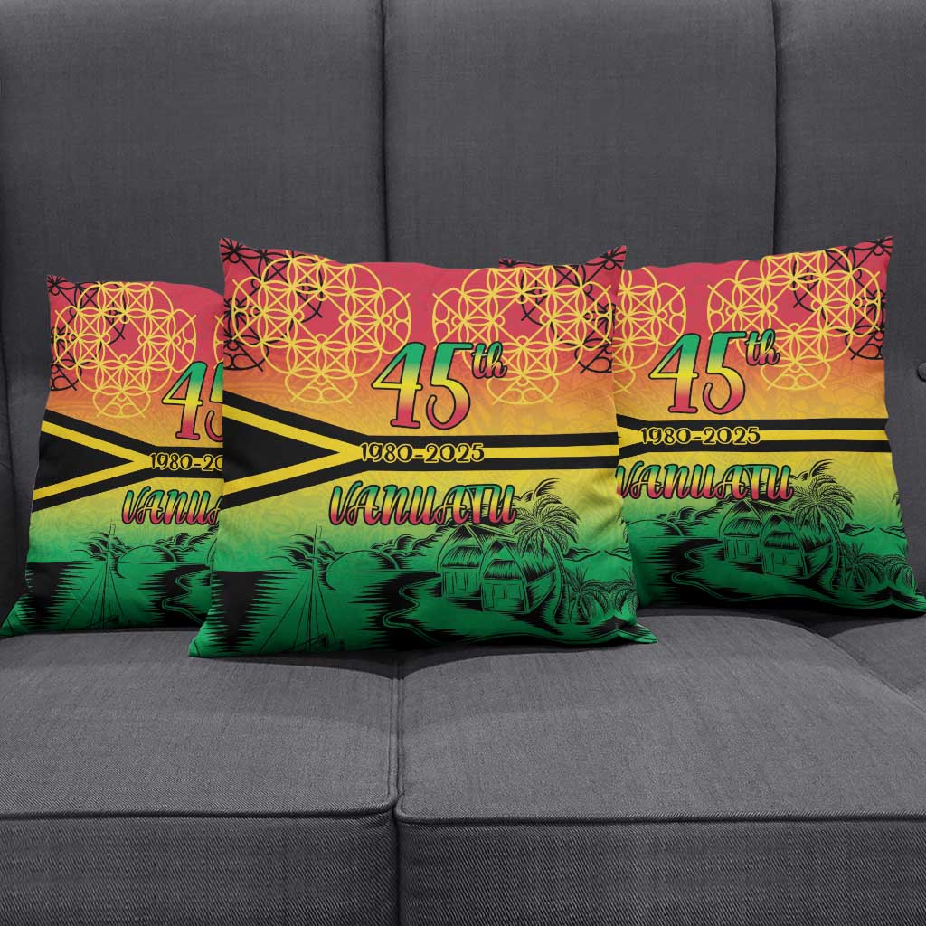Hapi 45th Indipendens Dei Vanuatu Pillow Cover Yumi 1980 with Vanuatuan Beach Landscape LT9 - Polynesian Pride