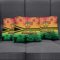 Hapi 45th Indipendens Dei Vanuatu Pillow Cover Yumi 1980 with Vanuatuan Beach Landscape LT9 - Polynesian Pride