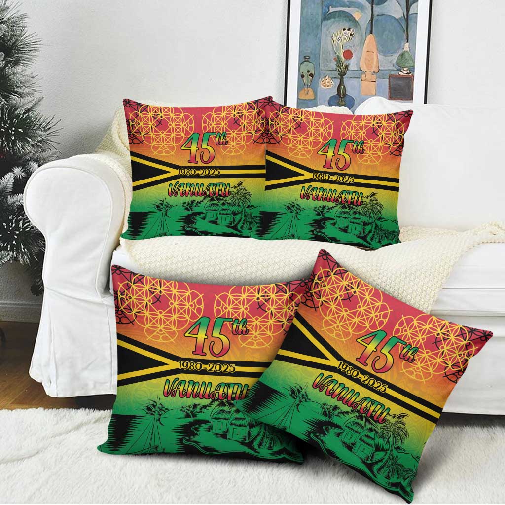 Hapi 45th Indipendens Dei Vanuatu Pillow Cover Yumi 1980 with Vanuatuan Beach Landscape LT9 - Polynesian Pride