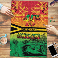 Hapi 45th Indipendens Dei Vanuatu Puzzle Yumi 1980 with Vanuatuan Beach Landscape LT9 Red - Polynesian Pride