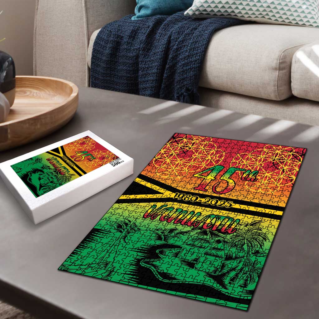 Hapi 45th Indipendens Dei Vanuatu Puzzle Yumi 1980 with Vanuatuan Beach Landscape LT9 - Polynesian Pride