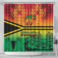 Hapi 45th Indipendens Dei Vanuatu Shower Curtain Yumi 1980 with Vanuatuan Beach Landscape LT9 - Polynesian Pride