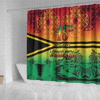 Hapi 45th Indipendens Dei Vanuatu Shower Curtain Yumi 1980 with Vanuatuan Beach Landscape LT9 - Polynesian Pride
