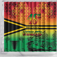 Hapi 45th Indipendens Dei Vanuatu Shower Curtain Yumi 1980 with Vanuatuan Beach Landscape LT9 - Polynesian Pride