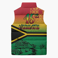 Hapi 45th Indipendens Dei Vanuatu Sleeveless Puffer Jacket Yumi 1980 with Vanuatuan Beach Landscape LT9 - Polynesian Pride