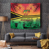 Hapi 45th Indipendens Dei Vanuatu Tapestry Yumi 1980 with Vanuatuan Beach Landscape LT9 Red - Polynesian Pride