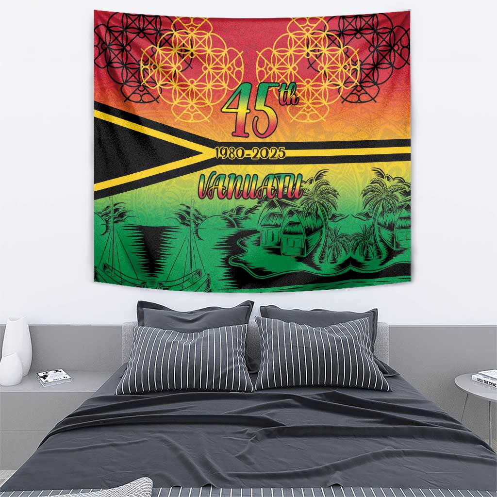 Hapi 45th Indipendens Dei Vanuatu Tapestry Yumi 1980 with Vanuatuan Beach Landscape LT9 - Polynesian Pride