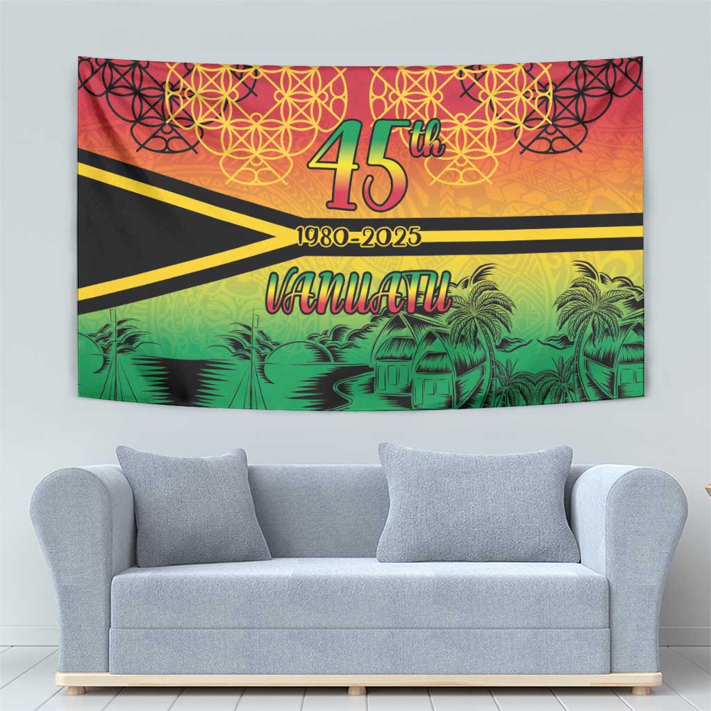 Hapi 45th Indipendens Dei Vanuatu Tapestry Yumi 1980 with Vanuatuan Beach Landscape LT9 - Polynesian Pride
