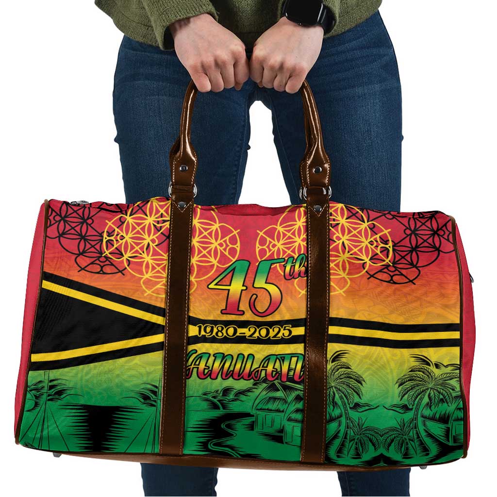 Hapi 45th Indipendens Dei Vanuatu Travel Bag Yumi 1980 with Vanuatuan Beach Landscape LT9 Red - Polynesian Pride