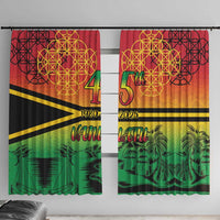 Hapi 45th Indipendens Dei Vanuatu Window Curtain Yumi 1980 with Vanuatuan Beach Landscape LT9 With Hooks Red - Polynesian Pride