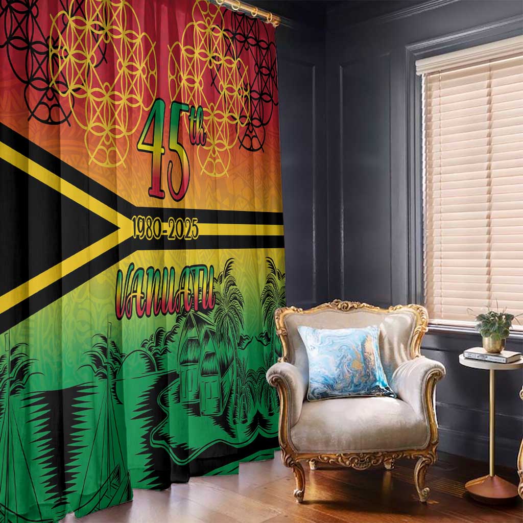 Hapi 45th Indipendens Dei Vanuatu Window Curtain Yumi 1980 with Vanuatuan Beach Landscape LT9 - Polynesian Pride