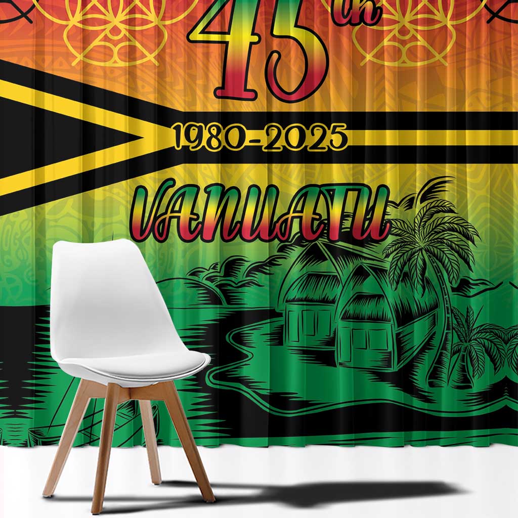 Hapi 45th Indipendens Dei Vanuatu Window Curtain Yumi 1980 with Vanuatuan Beach Landscape LT9 - Polynesian Pride