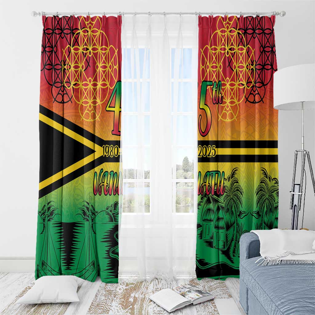 Hapi 45th Indipendens Dei Vanuatu Window Curtain Yumi 1980 with Vanuatuan Beach Landscape LT9 - Polynesian Pride