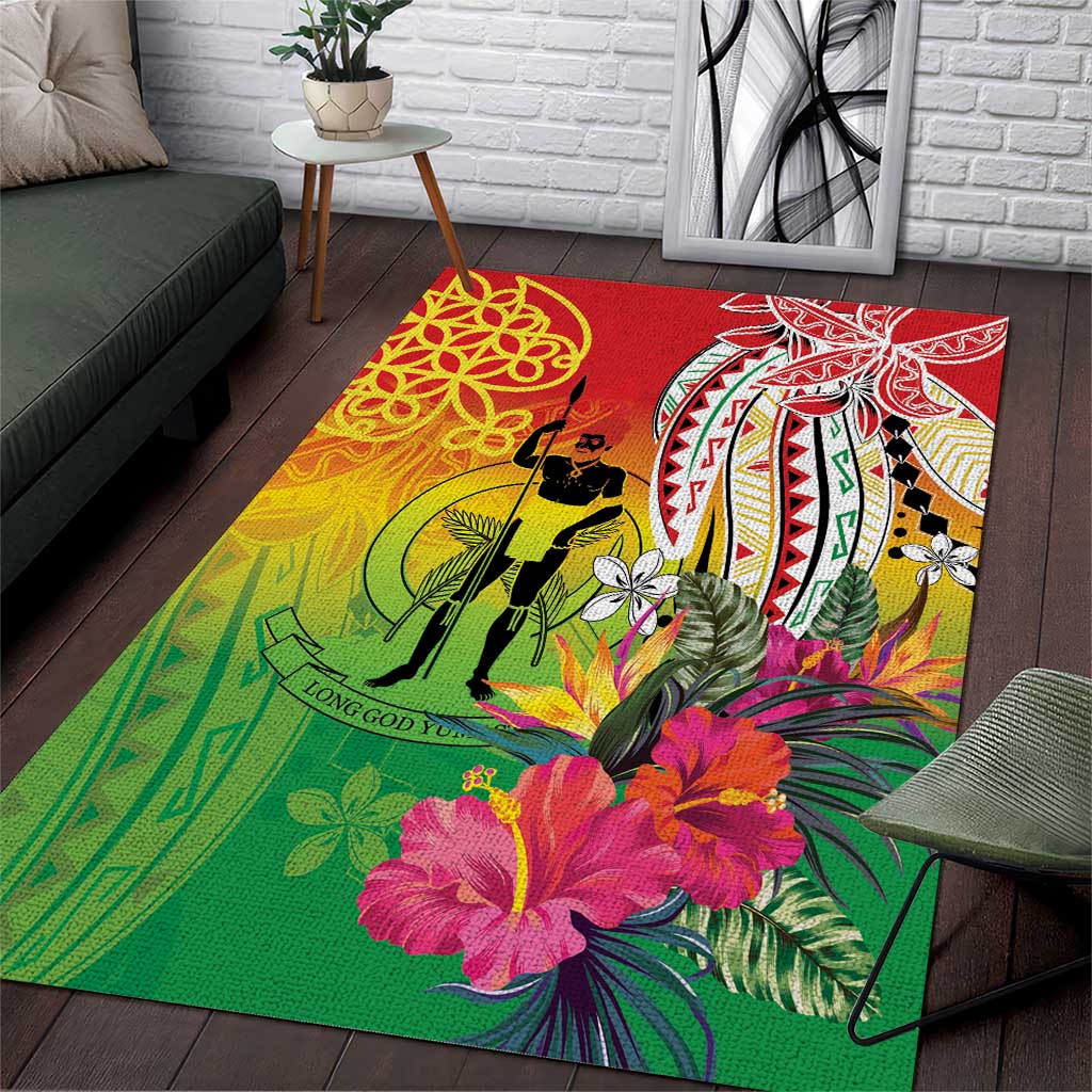 Vanuatu 45th Anniversary Area Rug Polynesian with Sand Drawing Pattern LT9 Red - Polynesian Pride