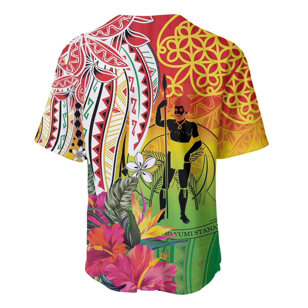 Vanuatu 45th Anniversary Baseball Jersey Polynesian with Sand Drawing Pattern LT9 - Polynesian Pride