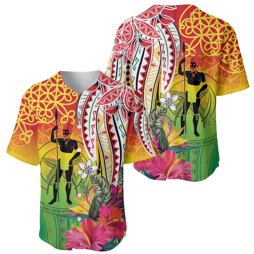Vanuatu 45th Anniversary Baseball Jersey Polynesian with Sand Drawing Pattern LT9 - Polynesian Pride