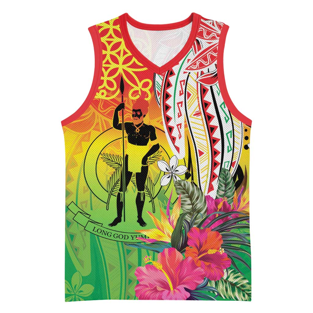 Vanuatu 45th Anniversary Basketball Jersey Polynesian with Sand Drawing Pattern LT9 Unisex Red - Polynesian Pride