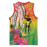 Vanuatu 45th Anniversary Basketball Jersey Polynesian with Sand Drawing Pattern LT9 - Polynesian Pride
