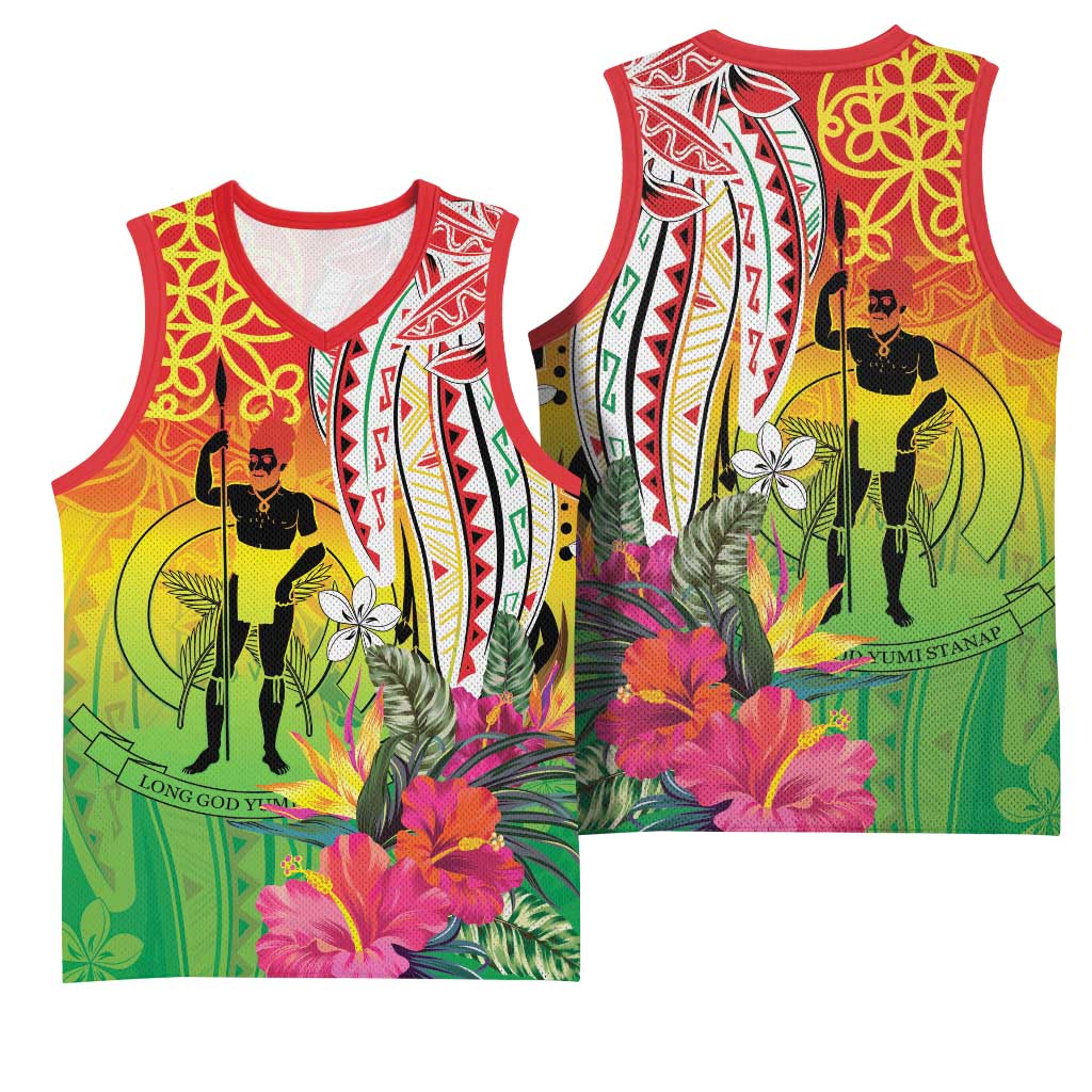 Vanuatu 45th Anniversary Basketball Jersey Polynesian with Sand Drawing Pattern LT9 - Polynesian Pride