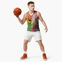 Vanuatu 45th Anniversary Basketball Jersey Polynesian with Sand Drawing Pattern LT9 - Polynesian Pride