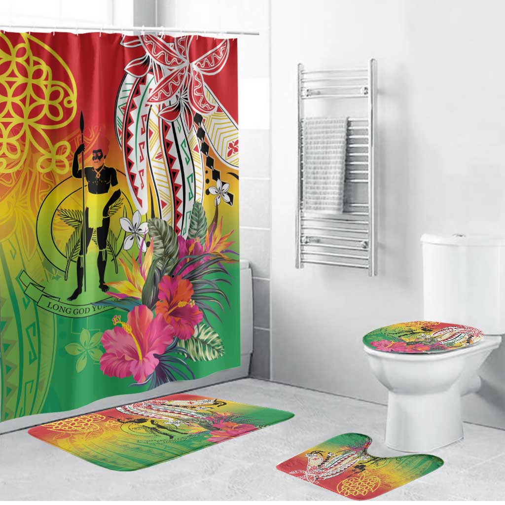 Vanuatu 45th Anniversary Bathroom Set Polynesian with Sand Drawing Pattern LT9 Bathroom Set (4 pcs) Red - Polynesian Pride