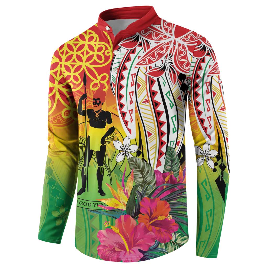 Vanuatu 45th Anniversary Button Sweatshirt Polynesian with Sand Drawing Pattern LT9 - Polynesian Pride