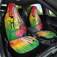 Vanuatu 45th Anniversary Car Seat Cover Polynesian with Sand Drawing Pattern LT9 One Size Red - Polynesian Pride