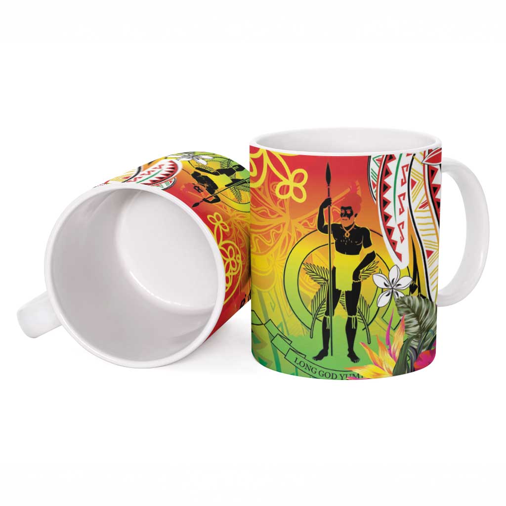 Vanuatu 45th Anniversary Ceramic Mug Polynesian with Sand Drawing Pattern LT9 - Polynesian Pride