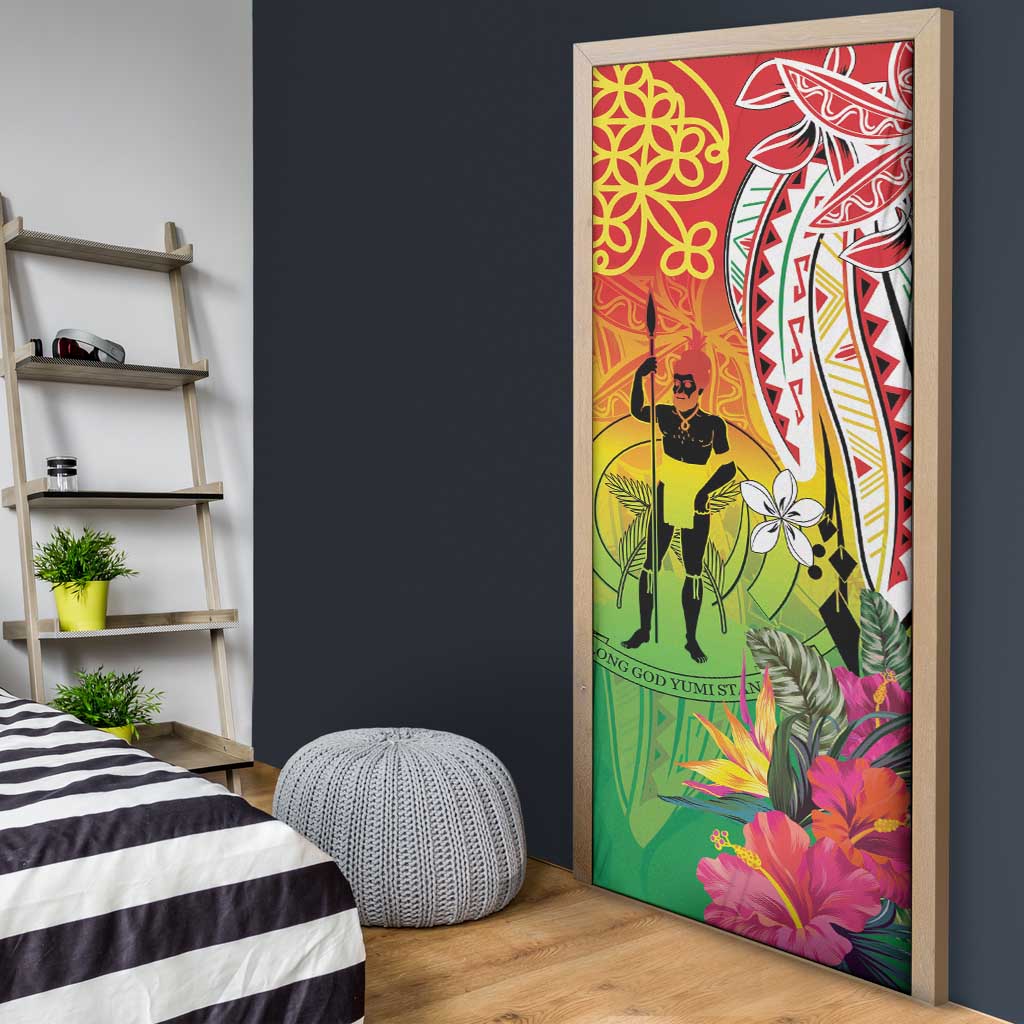 Vanuatu 45th Anniversary Door Cover Polynesian with Sand Drawing Pattern LT9 - Polynesian Pride