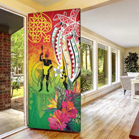Vanuatu 45th Anniversary Door Cover Polynesian with Sand Drawing Pattern LT9 - Polynesian Pride