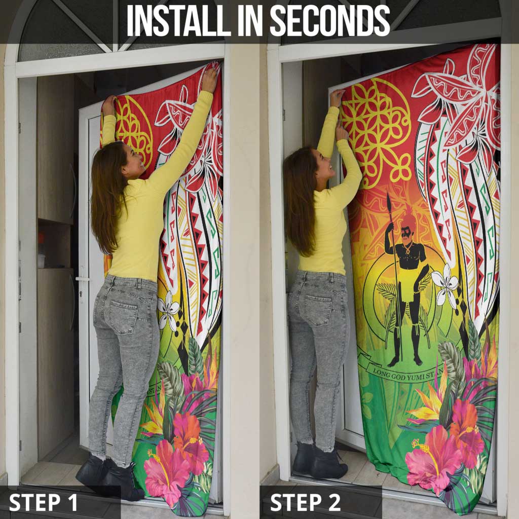 Vanuatu 45th Anniversary Door Cover Polynesian with Sand Drawing Pattern LT9 - Polynesian Pride