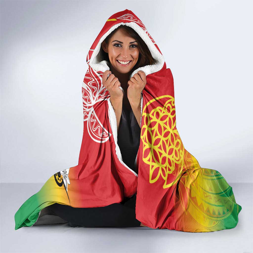 Vanuatu 45th Anniversary Hooded Blanket Polynesian with Sand Drawing Pattern LT9 - Polynesian Pride