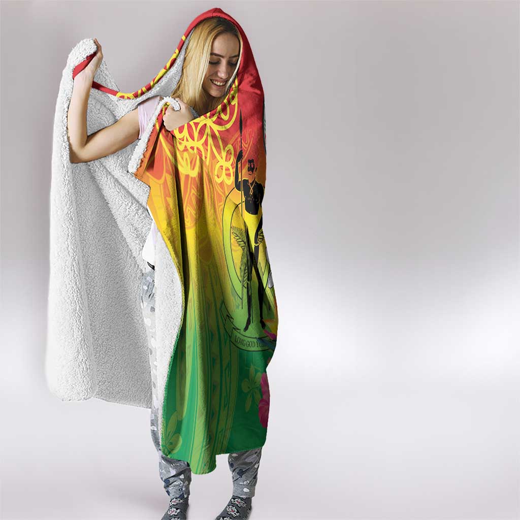Vanuatu 45th Anniversary Hooded Blanket Polynesian with Sand Drawing Pattern LT9 - Polynesian Pride
