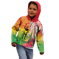 Vanuatu 45th Anniversary Kid Hoodie Polynesian with Sand Drawing Pattern LT9 - Polynesian Pride