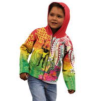Vanuatu 45th Anniversary Kid Hoodie Polynesian with Sand Drawing Pattern LT9 - Polynesian Pride