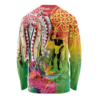 Vanuatu 45th Anniversary Long Sleeve Shirt Polynesian with Sand Drawing Pattern LT9 - Polynesian Pride