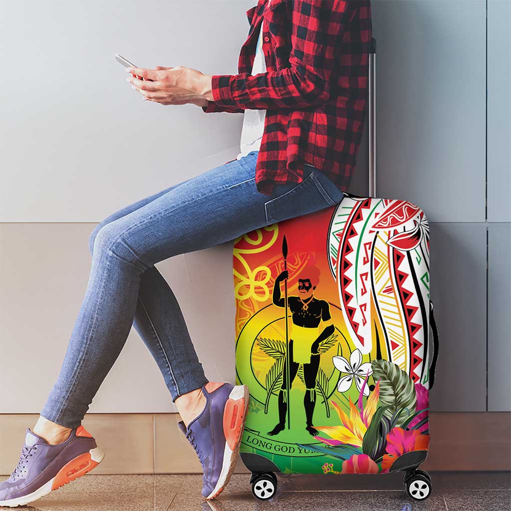 Vanuatu 45th Anniversary Luggage Cover Polynesian with Sand Drawing Pattern LT9 - Polynesian Pride
