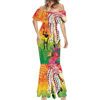 Vanuatu 45th Anniversary Mermaid Dress Polynesian with Sand Drawing Pattern LT9 - Polynesian Pride