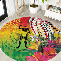 Vanuatu 45th Anniversary Round Carpet Polynesian with Sand Drawing Pattern LT9 Red - Polynesian Pride