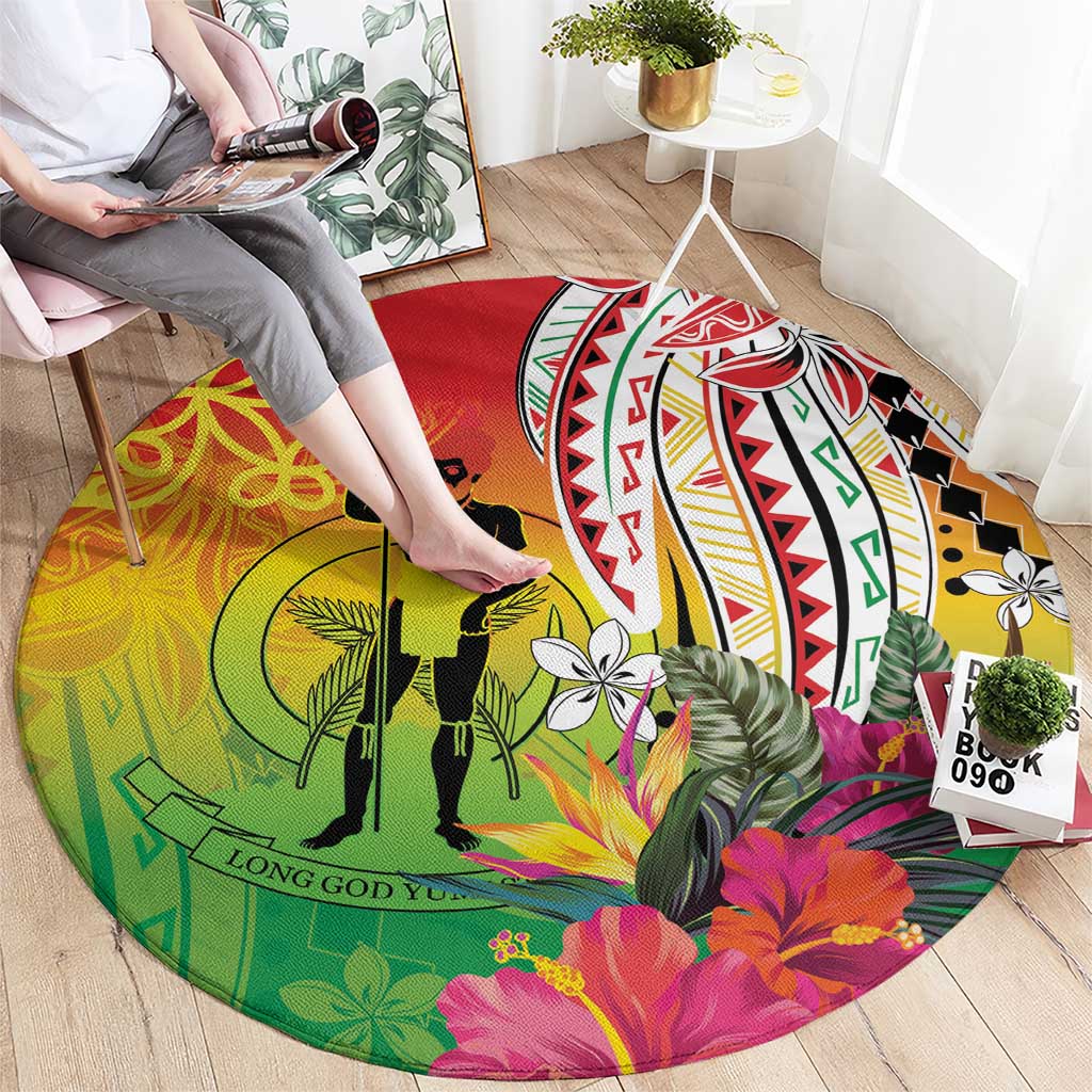 Vanuatu 45th Anniversary Round Carpet Polynesian with Sand Drawing Pattern LT9 - Polynesian Pride