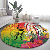 Vanuatu 45th Anniversary Round Carpet Polynesian with Sand Drawing Pattern LT9 - Polynesian Pride